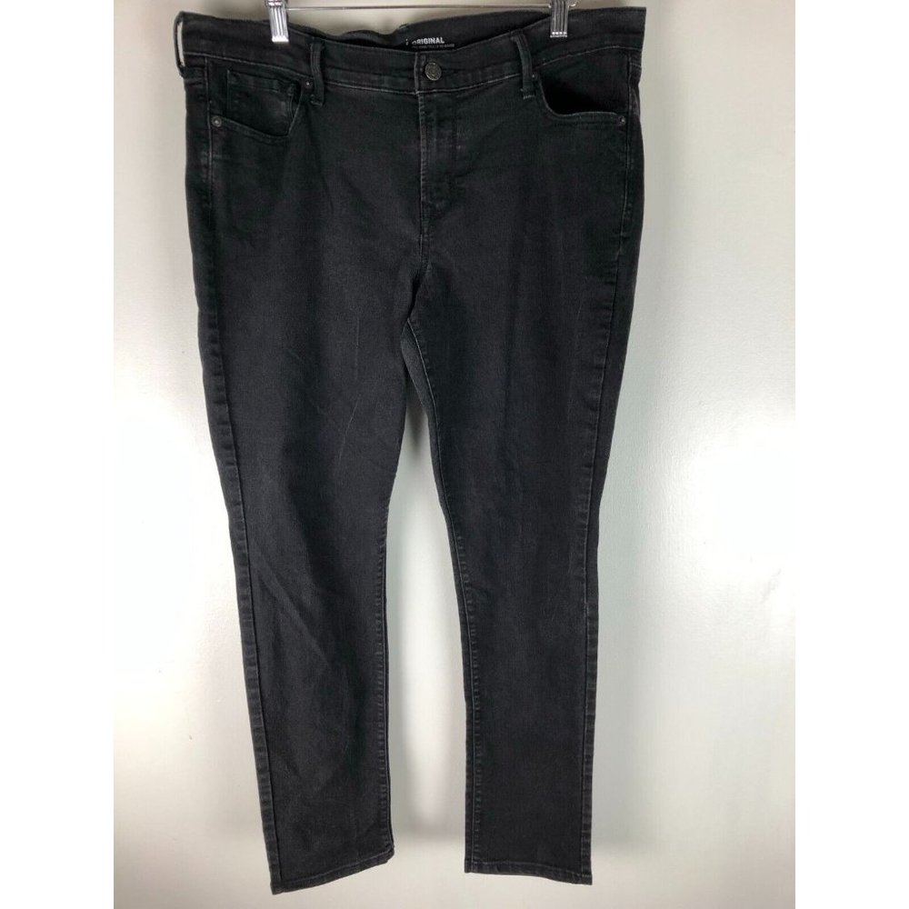 Old Navy Women's Black Denim Original Mid Rise Skinny Jeans Stretch Zip Fly 14